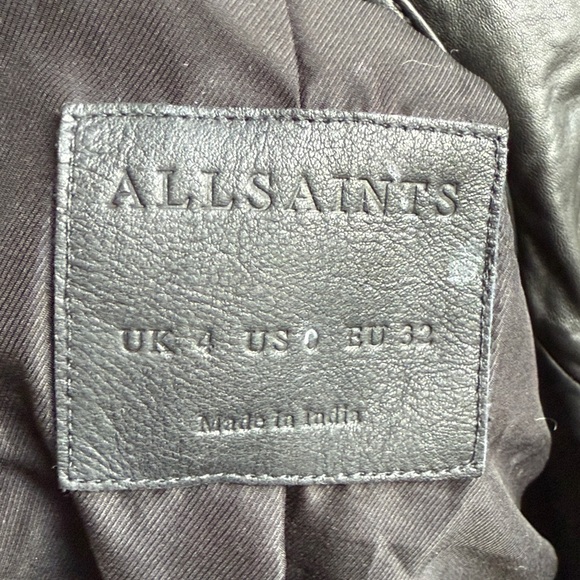 Allsaints Black Leather Moto Jacket - Picture 2 of 2